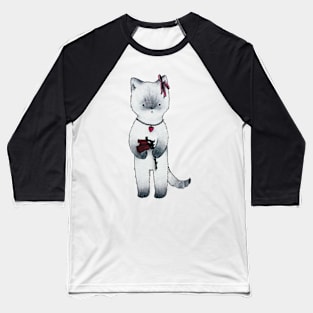 coquette cat illustration valentine&amp;#39;s day wilted rose coquette Baseball T-Shirt